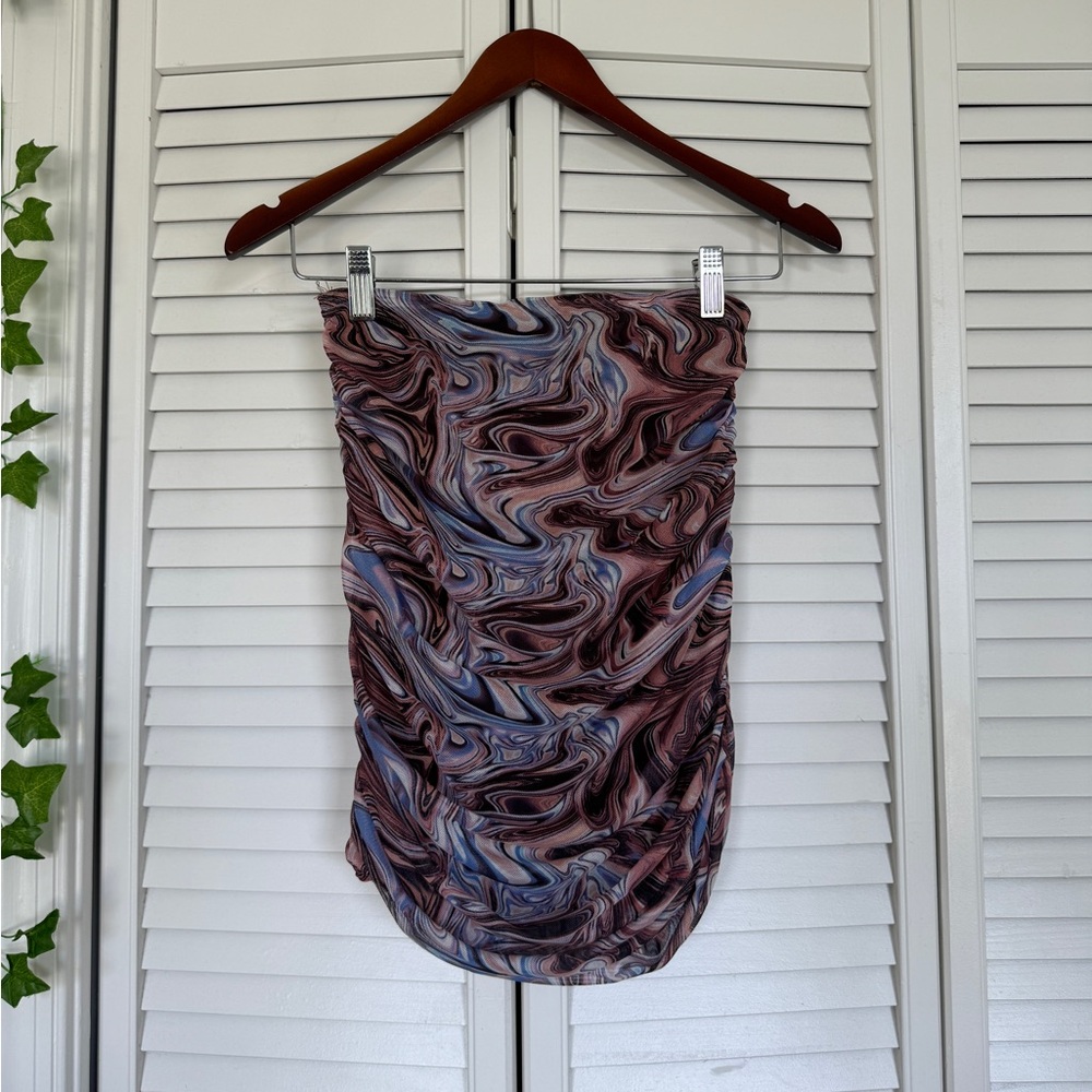 🆕 Brown & Blue marbled mini skirt